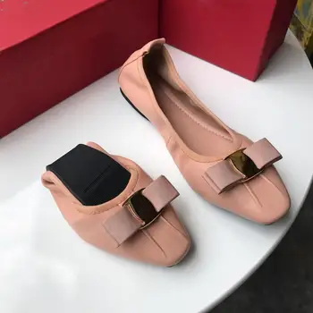 

Fashion leather flat women shoes Plus size bow flats Soft bottom casual shoes women New flat ballet shoes Spring ladies shoes