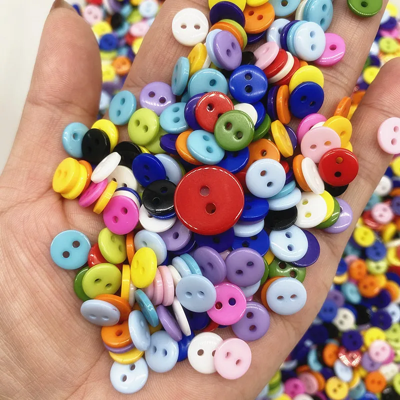 9mm/15mm Colours Double Eye Bread Button Round Resin Sewing Buttons Diy Scrapbooking Multicolour 2