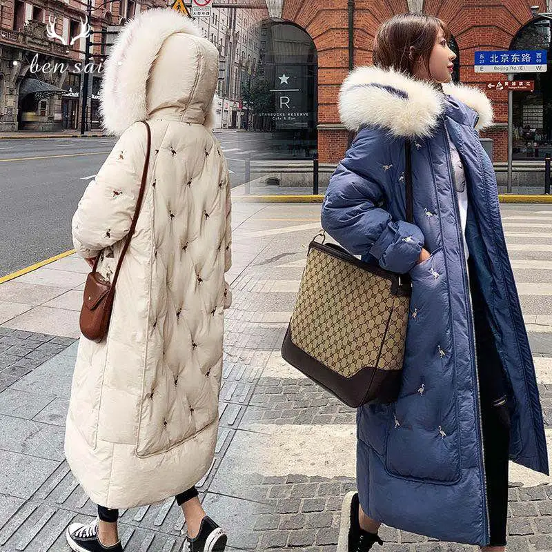 

Fashion Women Warm Wool Hooded Long Coat Ladies Windproof Natural Fur Hooded Thicken Zipper Pocket Long Coats Winter Female
