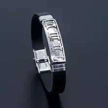 Римские цифры, нержавеющая сталь, резиновый браслет для мужчин,, модные ювелирные браслеты для мужчин, AAAAA качество, никогда не тускнеет