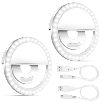 

Selfie Light Ring, 2 Pack Led Circle Clip On Cell Phone Laptop Camera Led Light 3-Level 36 Led Adjustable Brightness Video Light