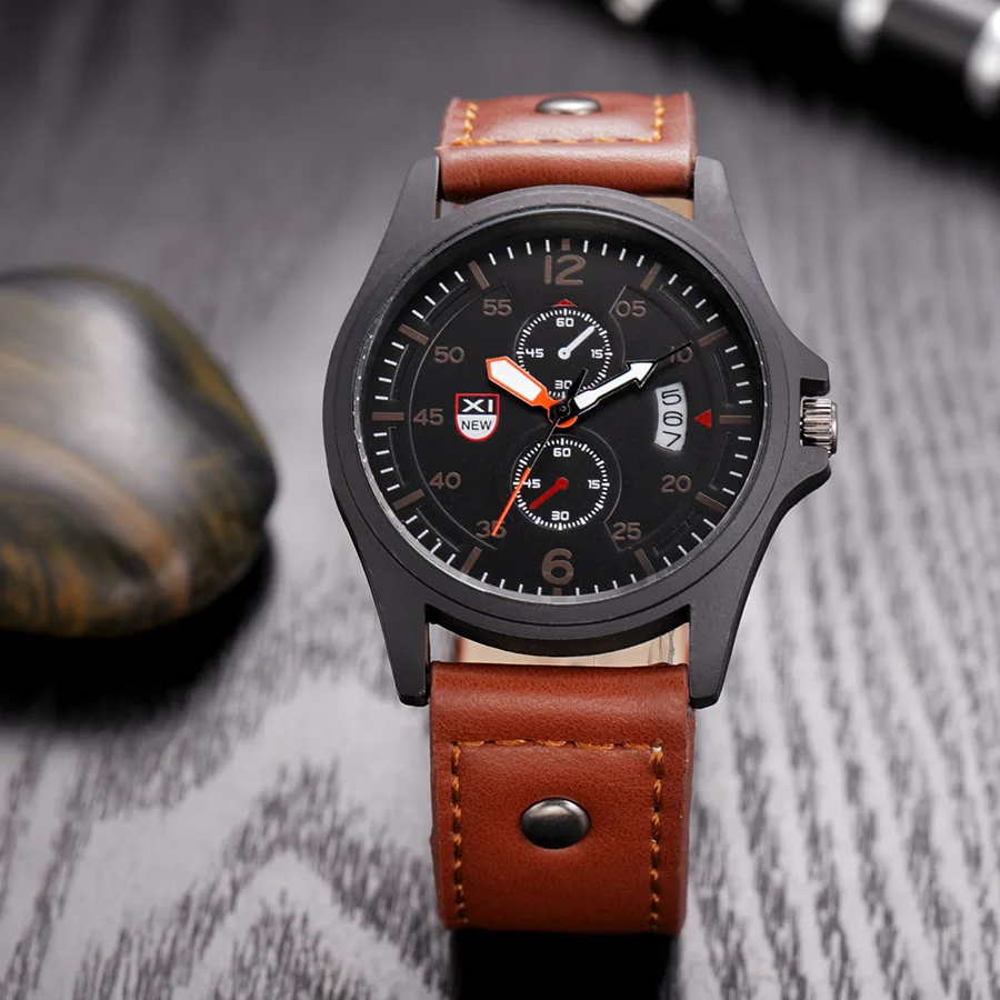 

Classic Men Watch Men's Waterproof Date Leather Strap Sport Quartz Army Watch Male Watch Wrist Party Decoration Fashion Watch