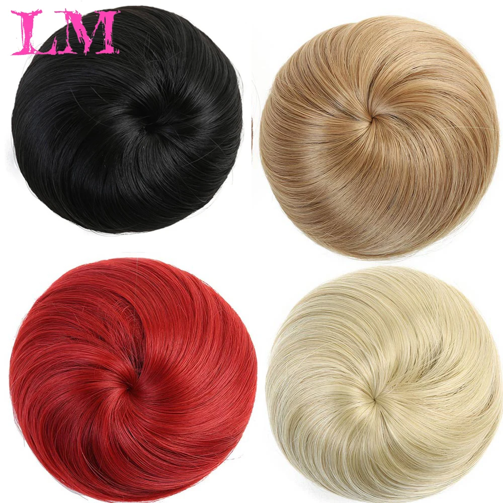 

LiangMo 8 Colors Girls Brown Blonde Bun Hair Chignon Synthetic Donut Roller Hairpieces High Temperature Fiber for Women