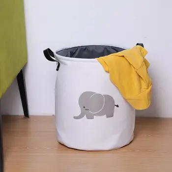 

Clean Cartoon Cloth Round Thickened Double Bucket Dirty Clothes Bucket Durable Toy Storage for Bathroom Kitchen Bedroom