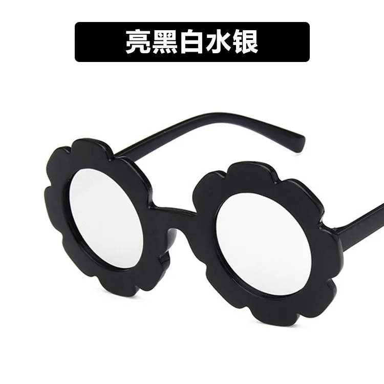 light black Очки детские солнцезащитные очки Круглые Цветочные Gafas Детские UV400 спортивные солнцезащитные очки Gs металлическая оправа UV400 gafas de sol - Lenses Color: light black