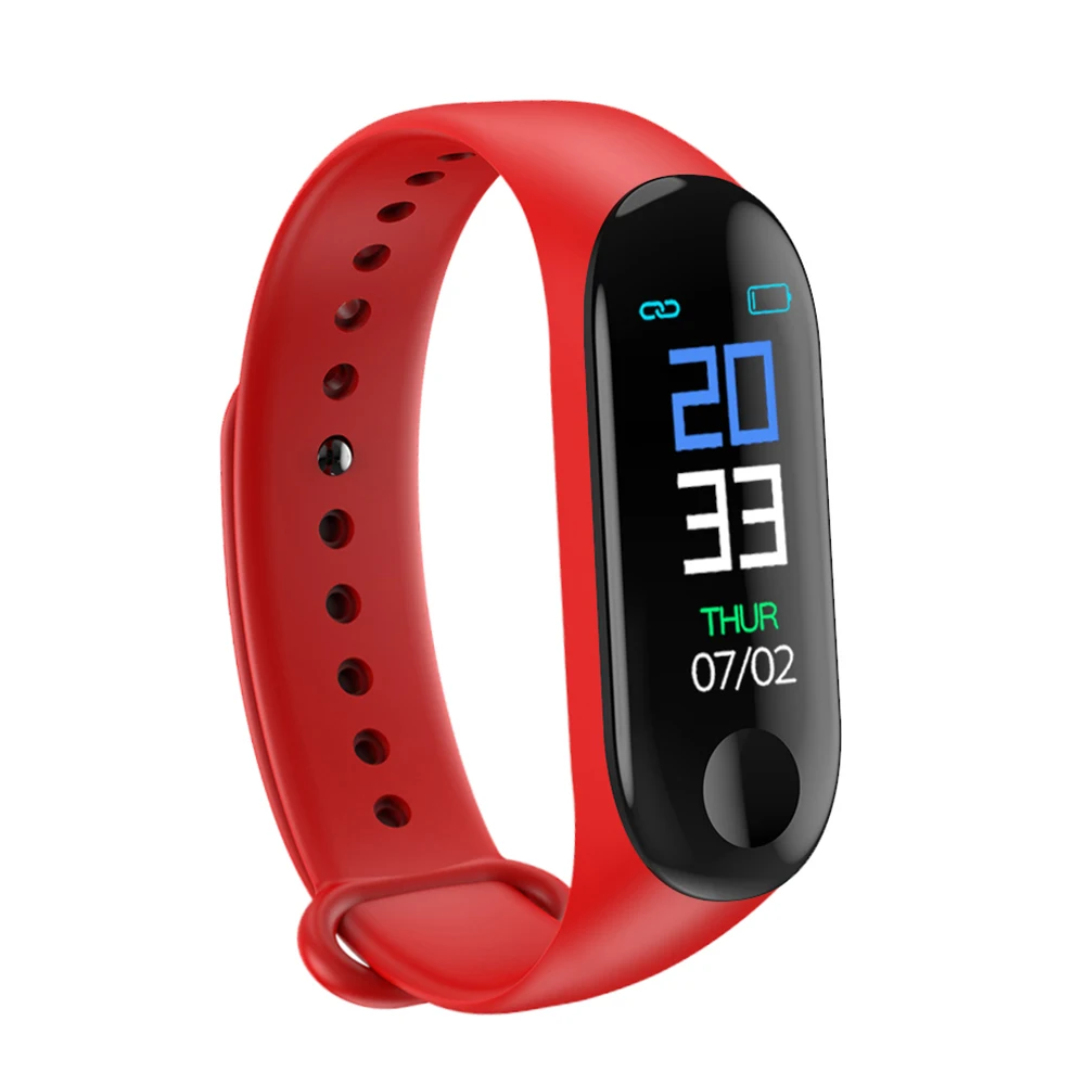 M3-Red Смарт-браслет M4, фитнес-трекер, часы, спортивный смарт-браслет, пульсометр, кровяное давление, монитор сна, ip68, водонепроницаемый смарт-браслет - Цвет: M3-Red