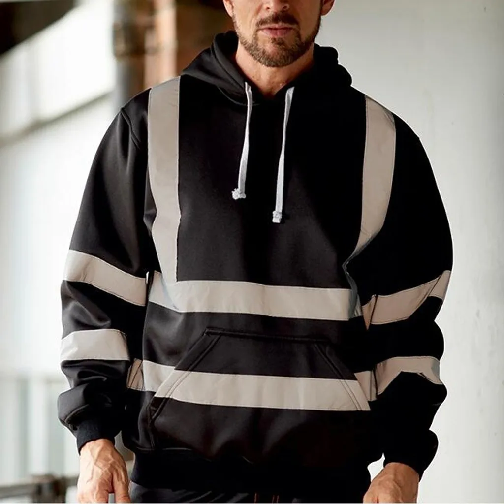 BK Мужской пуловер для работы в дороге Feitong Herfst VisibilityPullover Lange Mouwen, толстовка с капюшоном, топы, уличная одежда Kleding - Цвет: BK