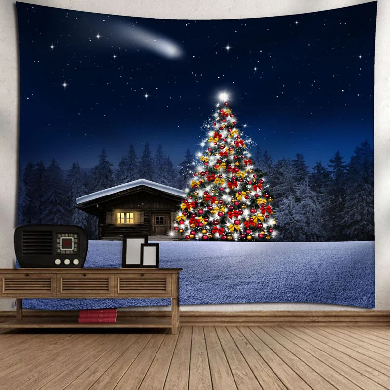 Настенные подвесные рождественские украшения гобелен домашняя микрофибра полотенце полиэстер путешествия Кемпинг Рождественская елка живопись гобелен