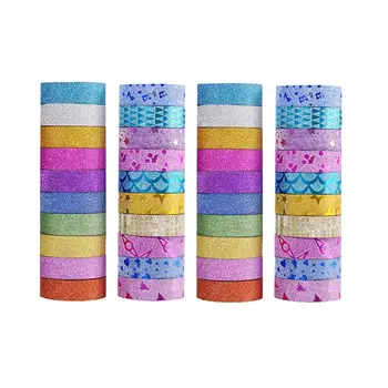 

40 Rolls Practical Fun Colorful Glitter Decorative Pattern Washi Masking Tape for Gift Wrapping DIY Crafts Scrapbooking