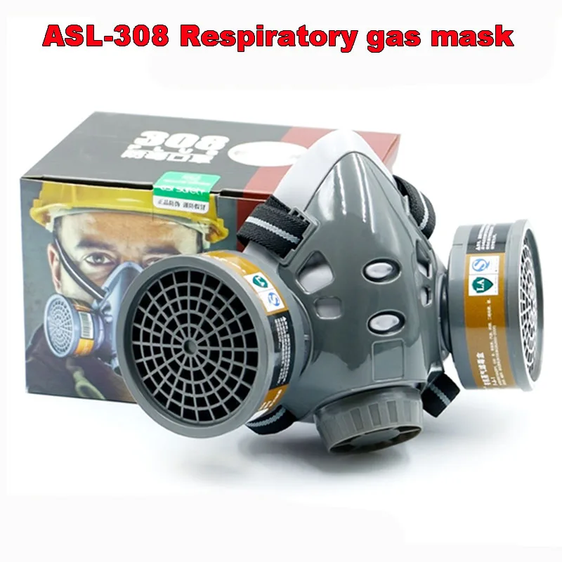 Disposable Face Mask KN95 Mask Against Formaldehyde Pesticide Double Tank Gas Spray Paint Chemical Dust Silicone Protective Respirators Respirator Gas Mask