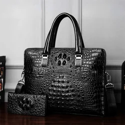 New Design briefcase men's handbag single shoulder designer tote bag net red double zipper head Leather horizontal computer bag