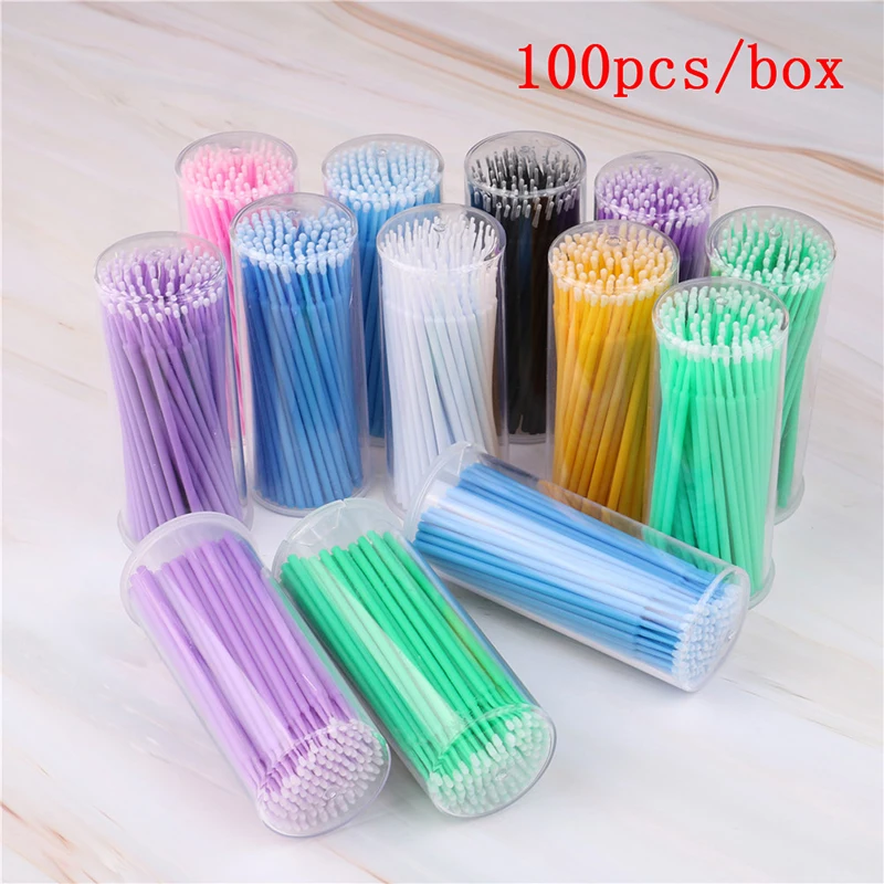 Одноразовые кисти для макияжа 100 шт./упак. тампон Microbrushes наращивание ресниц прочный Micro отдельных Аппликаторы ватный тампон