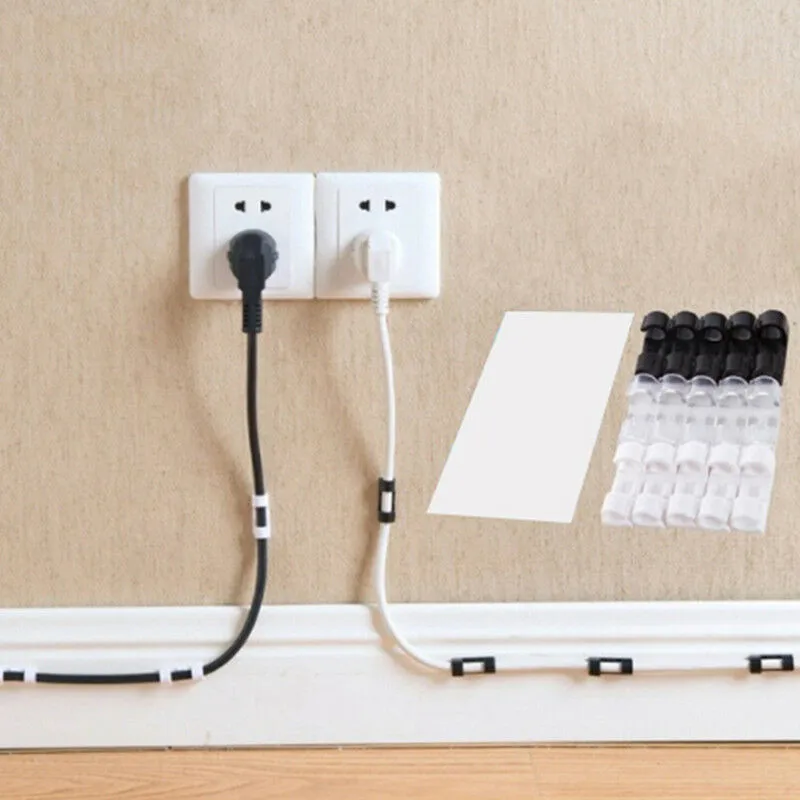 

20Pcs Self-Adhesive Cable Clips Management Desktop & Workstation Wire Manager Cord Holder USB Charging Data Line Cable Winder