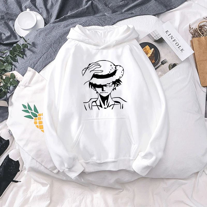 

MOUNTSHARP One Piece Men Hoodies Streetwear Fashion Cotton Hooded Sweatshirts Autumn Trend Luffy Pattern Male Animal Hoodie