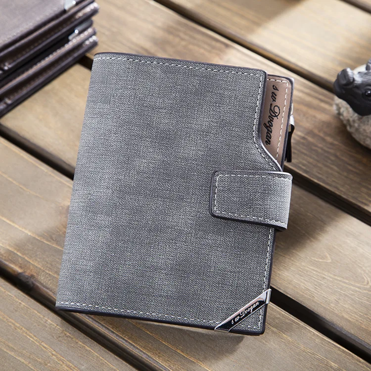 New Wallet Men's Short Paragraph Korean Version of Vertical Multiple Card Slots Large Capacity Zipper Buckle Wallet purses - Color: gray