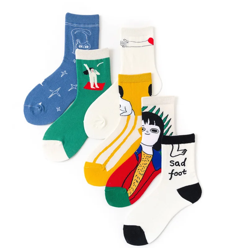 Kawaii/женские забавные Женские носочки, Wtnter, корейские милые носки с рисунками из мультфильмов, забавные детские хлопковые носки для девочек
