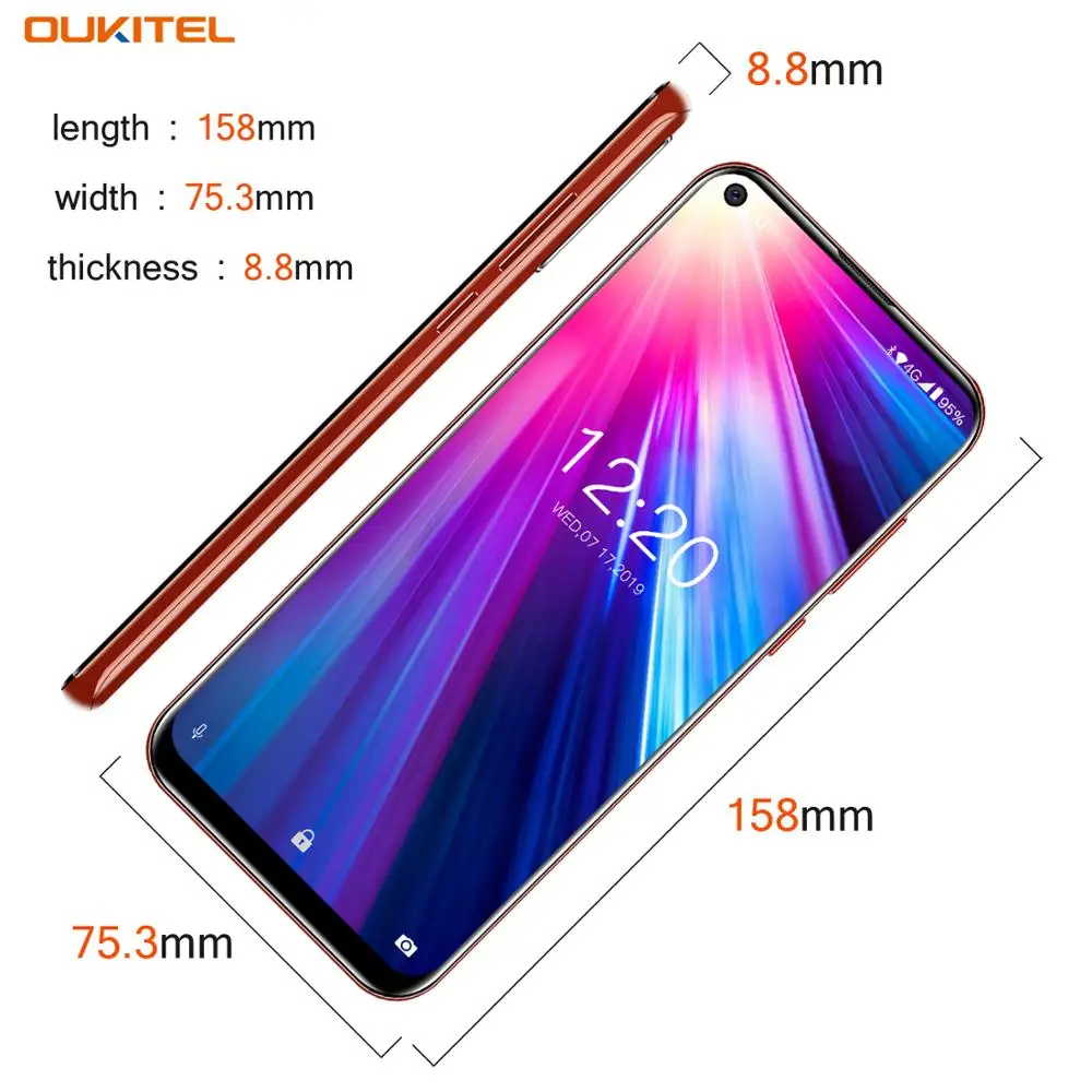 OUKITEL C17 6.35'' Smartphone MT6763 Octa Core Mobile Phone 3GB 16GB Android 9.0 Cellphone Triple C - 4000219296711