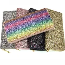 Модный женский дизайнерский Стильный блестящий длинный кошелек для девочек Блестящий блестящий кошелек с блестками США