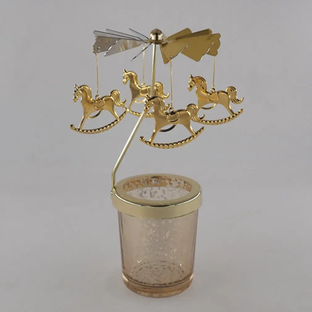 

Rotating Glass Candlestick Rotating Transfer WindmillCarousel Gold Christmas Gifts For Children Birthday Gifts
