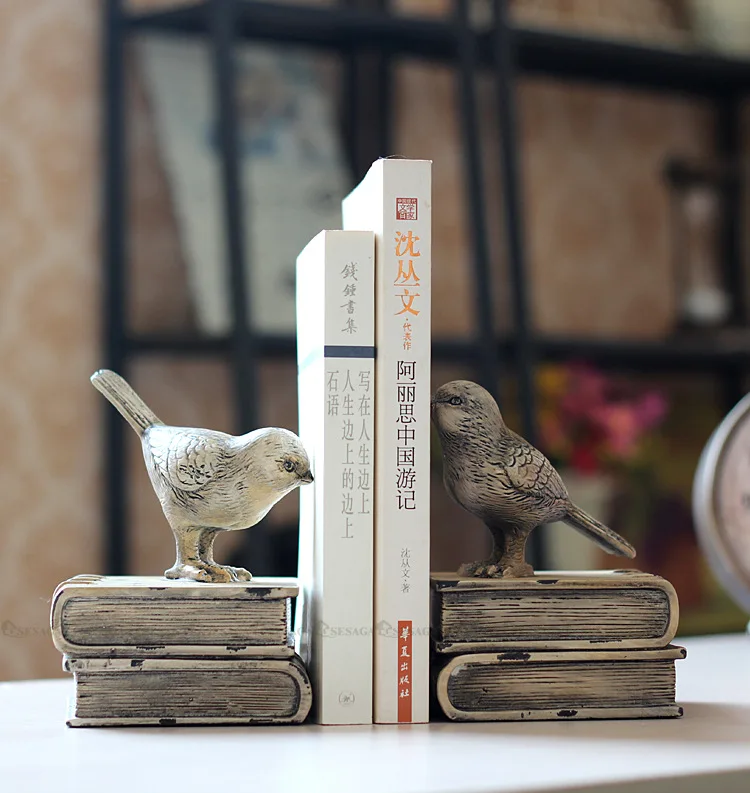 Vintage American Resin Bird Bookend Antique Magazine Books Holder Book Safe Table Storage Home Office Decor Desk Accessories