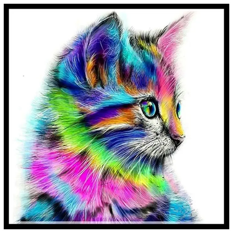 

NEW 5D Fashion DIY Diamond Colour Cat Embroidery Painting Animal Rhinestone Cross needle Craft Home Decor 30*30cm