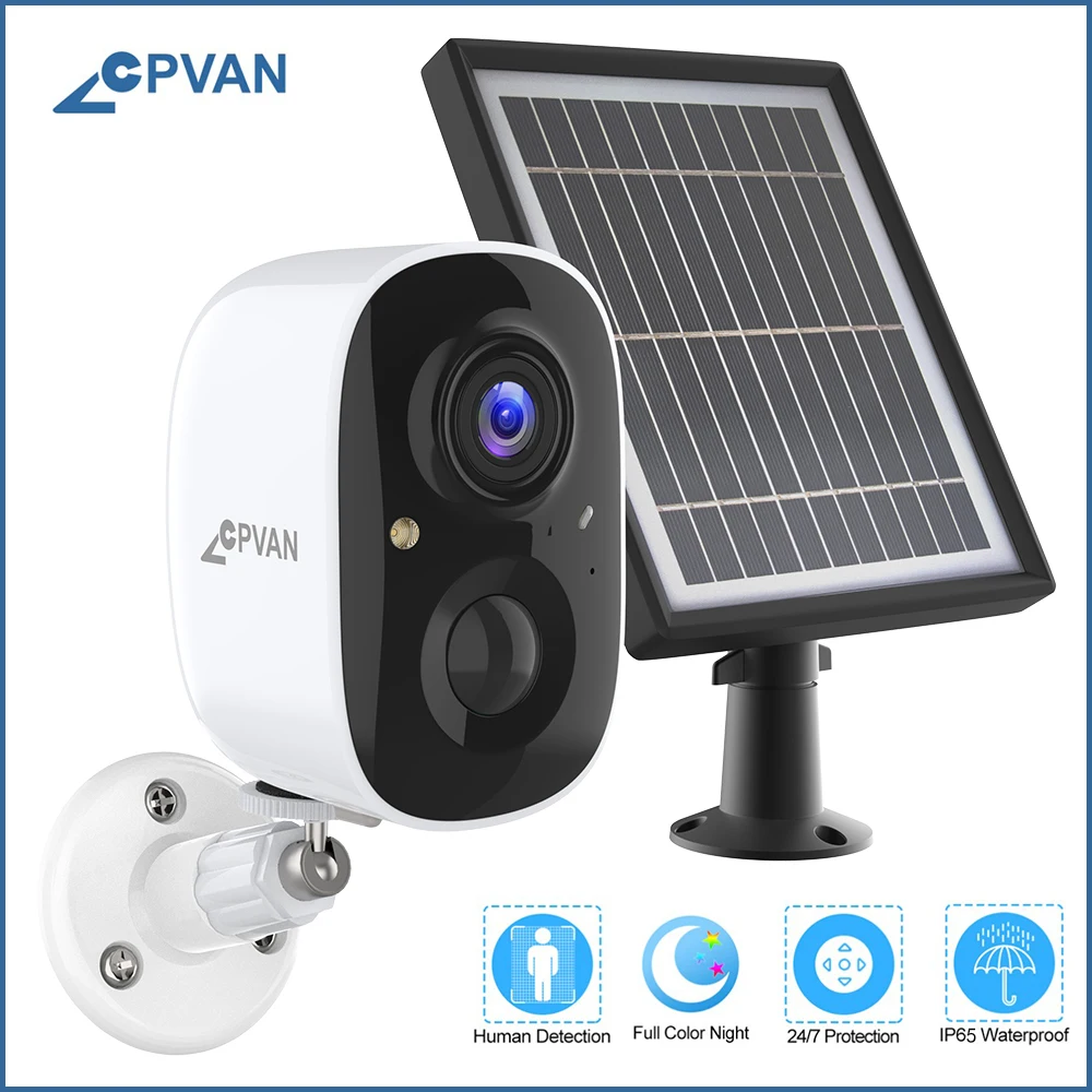 CPVAN Outdoor Built in Battery IP Camera 1080P Wireless Solar Security