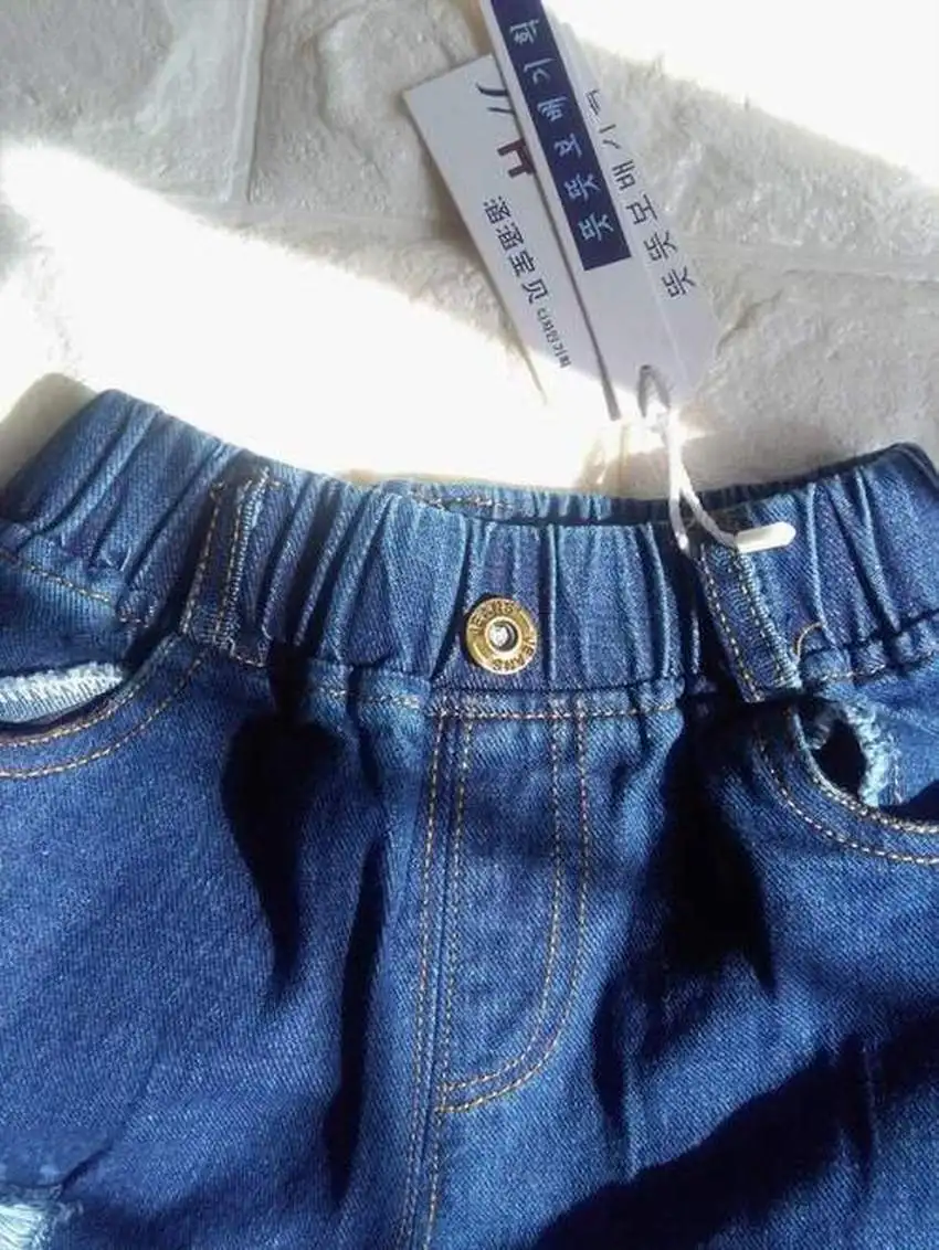 Crawler Autumn Children with Holes Jeans Pure Cotton Childrenswear Autumn Children Autumn Clothing Trousers Ripped Jeans