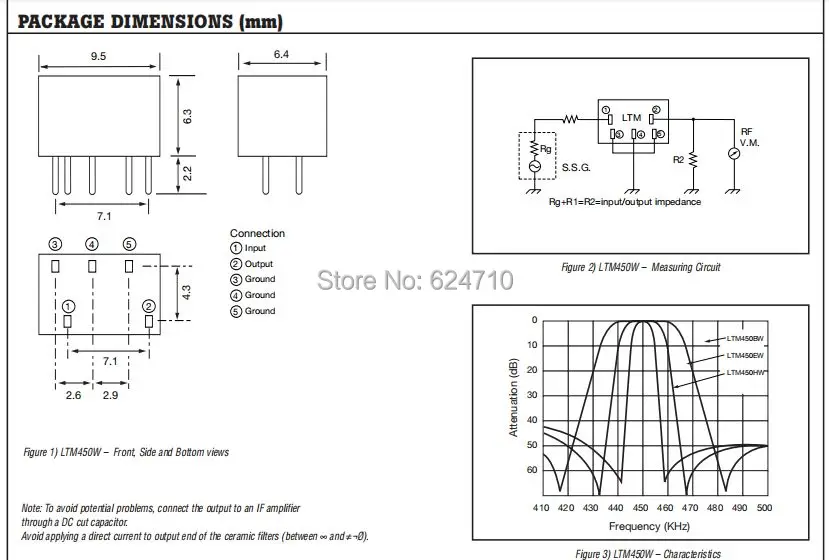 10 шт./лот LTM450IW LTM450I CFWM450I 2+ 3 знака после 5Pin DIP-5 450 кГц керамический фильтр для сигнал связи реле