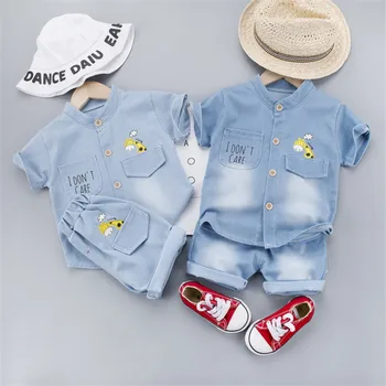 

Denim Cloth Baby Boy's Clothes Casual Sport Baby Boys Clothes Print T-shirt+Short pants 2pcs Set Baby Summer Clothes Outfits