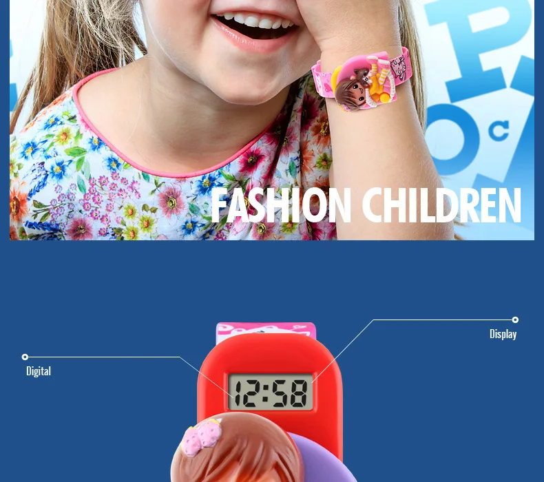 Новые модные детские Мультяшные часы, креативные студенческие часы для девочек, детские цифровые милые наручные часы