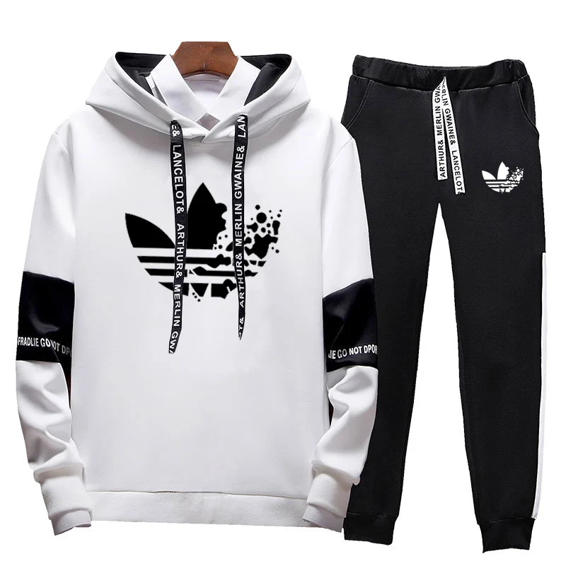 

Hoodies Two Piece Pants 2019New Sport Suit Men Casual Sweatshirts Pullover Cotton Men tracksuit Autumn Winter Morning run Set