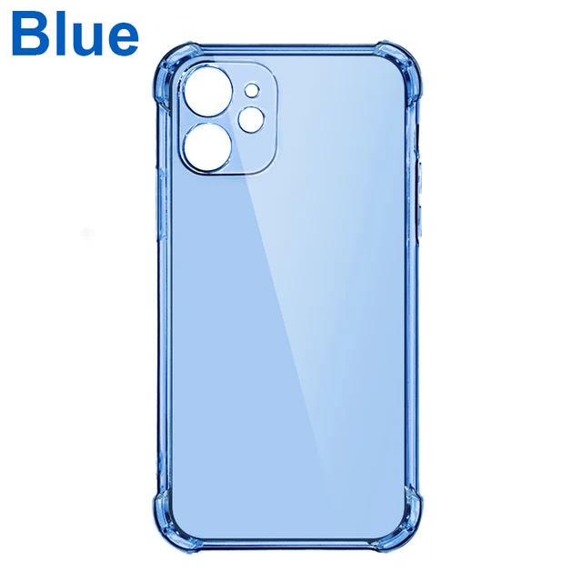 Thick Shockproof Silicone Phone Case on For iPhone 13 12 11 Pro Xs Max Camera Protection Case iPhone X Xr 6s 7 8 Plus Back Cover Blue