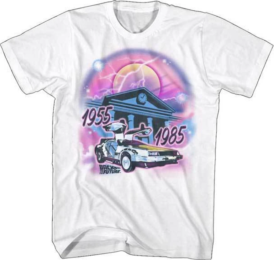

Back To The Future Movie 1955 - 1985 Airbrushed Adult T Shirt Cool Gift Personality Tee Shirt