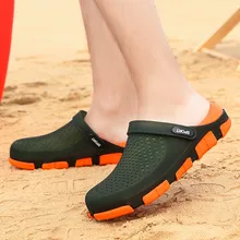 Повседневная мужская обувь на плоской подошве; прочный светильник; дышащие тапочки с отверстиями; пляжная обувь с отверстиями