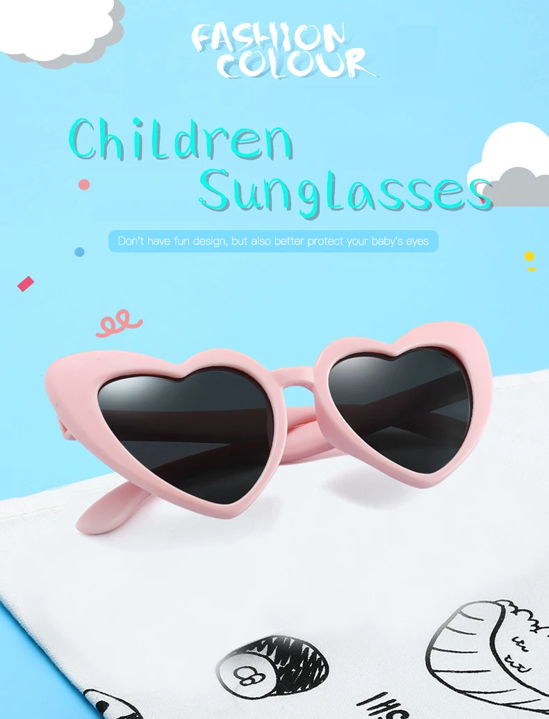 Новые Детские поляризованные солнцезащитные очки TR90 Girl sheart, солнцезащитные очки, силиконовые защитные очки, подарок для детей, детские очки UV400