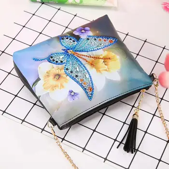 

5D DIY Diamond Painting Peafowl Butterfly Flower Leather Embroidery DIY Wallet Diamond Bags Coin Pouch Bag R1L2