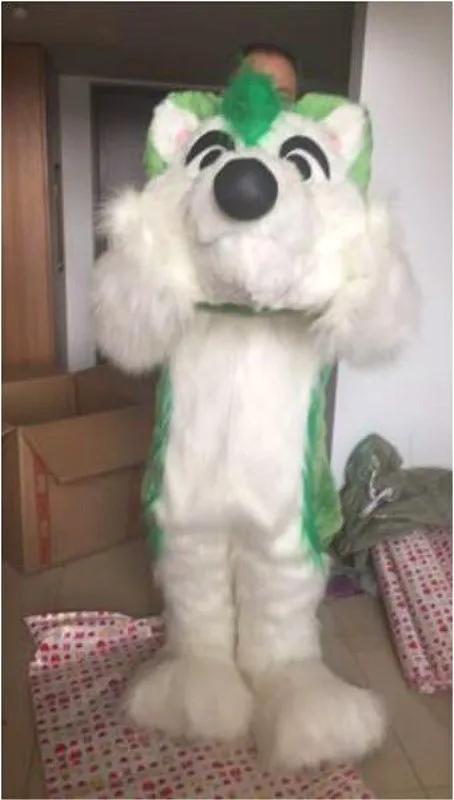 

2019 Halloween Long Fur Dog Fursuit Mascot Furry Costume Cosplay Fancy Dress Adults Outdoor party Outfit Kid Unisex