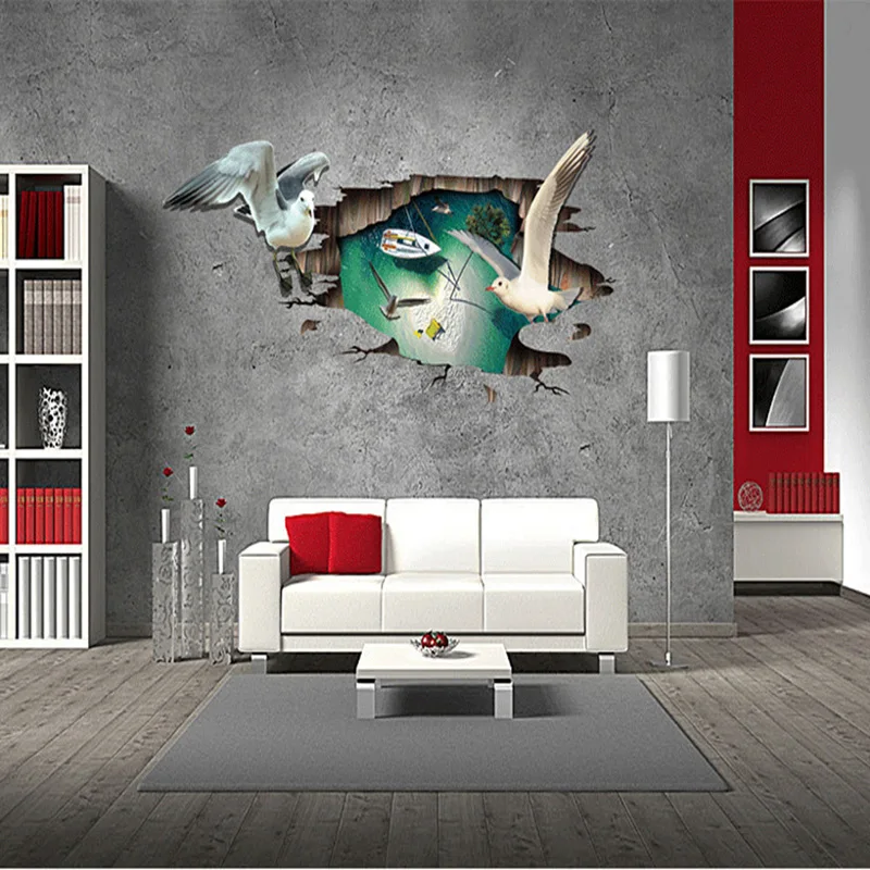 Новинка большая настенная 3d наклейка в виде чайки украшение для дома детской
