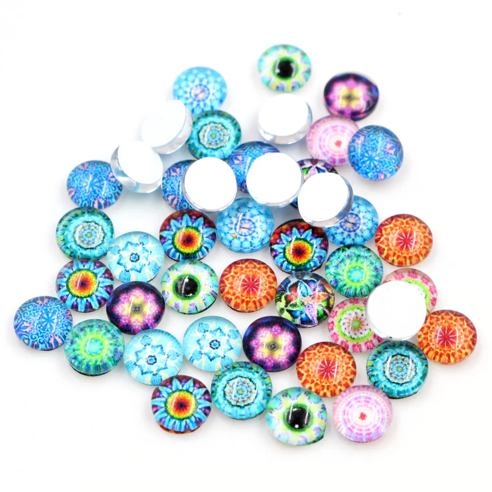 Новая мода горячая распродажа 50 шт 8 мм и 10 мм смешанные цветы ручной работы фото стеклянные кабошоны