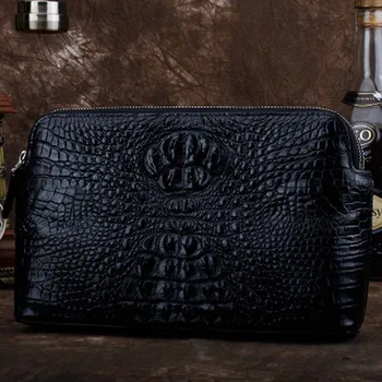 

ourui new arrival true crocodile leather men clutch bag crocodile skull Double zipper Hand bag Genuine leather men bag