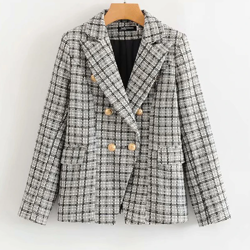 Маленький аромат плед манга длинный Solapa Slim Fit Женское пальто осень Мода корейская мода женские колготки