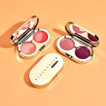

Two-Tone Blush Cream Palette Brighten Skin Color Long-Lasting Shine Double-Color Blusher Makeup