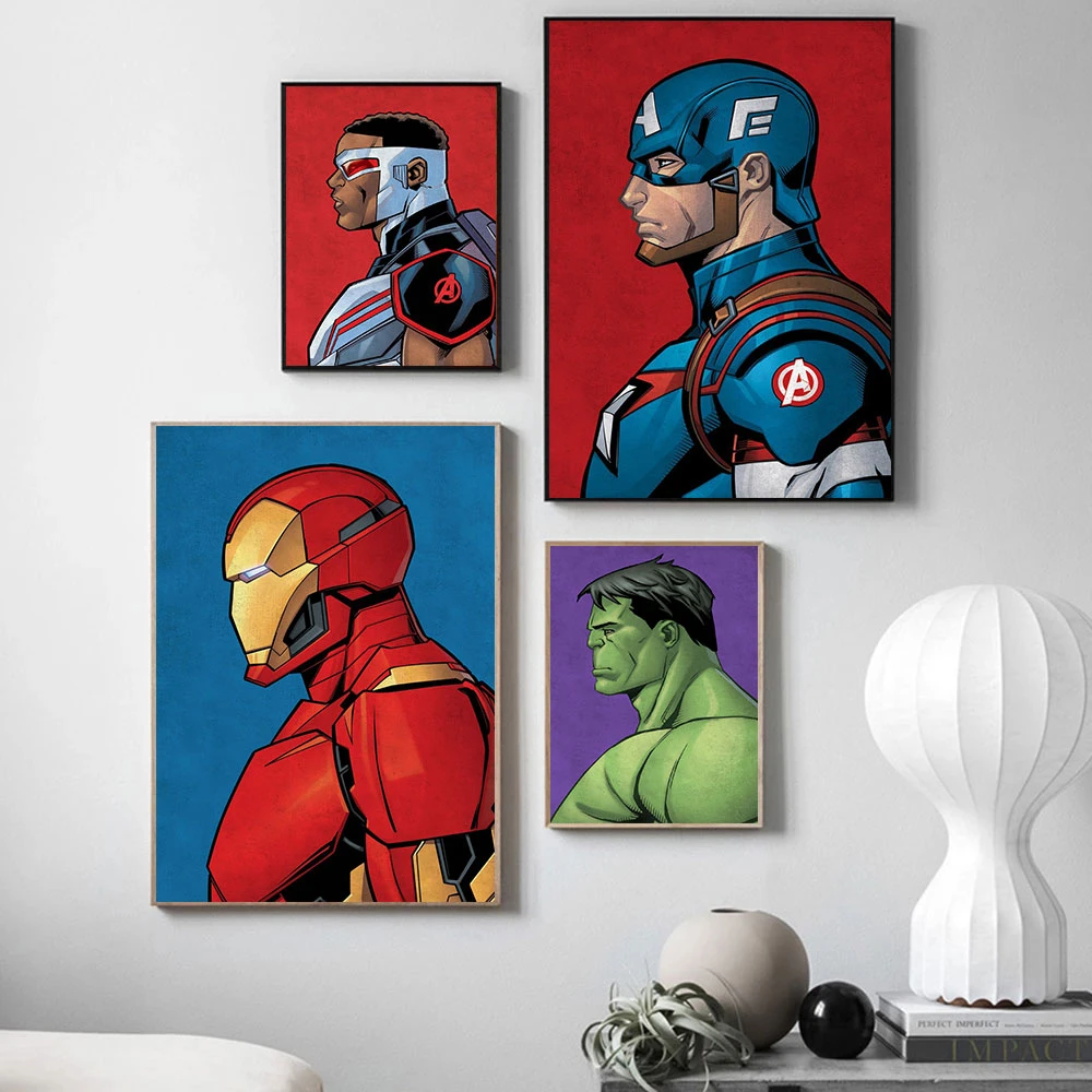 avengers superhero profile avatar poster marvel comics spiderman iron man hulk wall print canvas painting home room color decor painting calligraphy aliexpress
