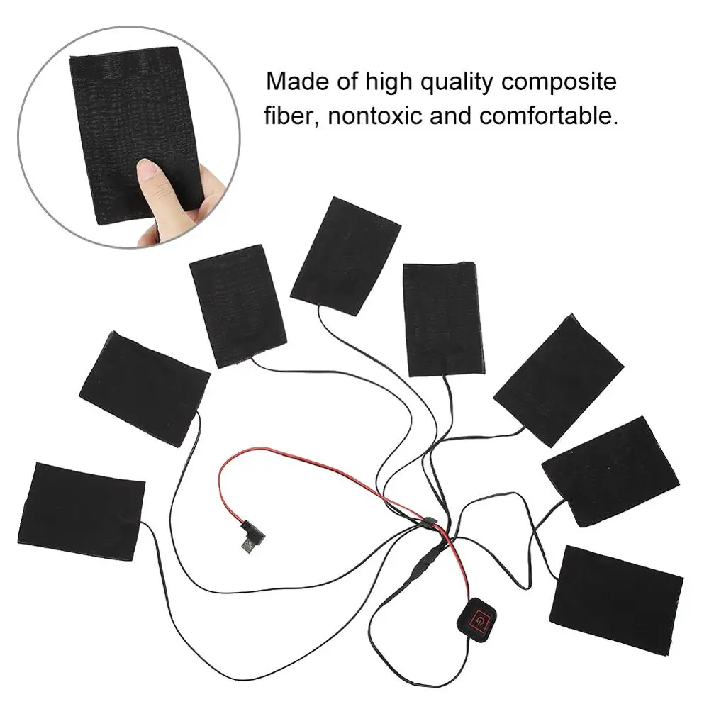 1 Set Carbon Fiber USB Heating Vest Pad Heated Jacket Clothes Pad Heater Winter Warm Thermal Vest Pads