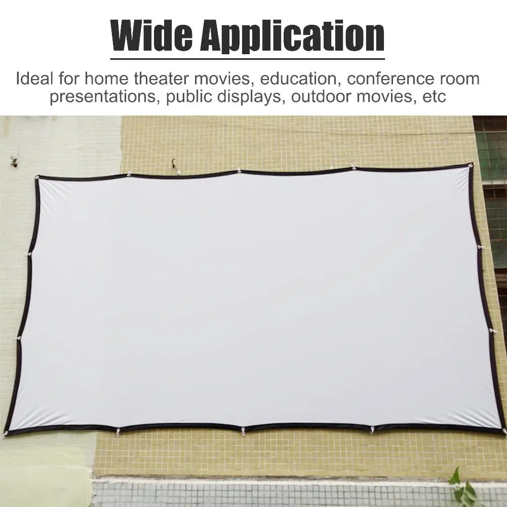 16:9 72" 84" 150" Projector Screen Milk Silk Portable Folding Curtain 16 Hooks Anti-crease Movie Screen For Home Office Outdoor