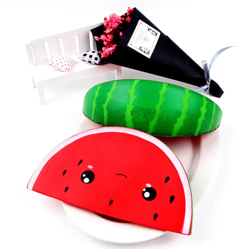 Pu Simulation Cartoon Smile Face Watermelon Slow Rebound Vent Props Novelty Gag Squeeze Vent Toys For Kids Gifts