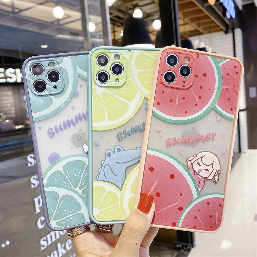 Мультфильм чехол для телефона iPhone11pro xr xsmax 7plus 8plus лимон Арбуз Шаблон xs мобильный