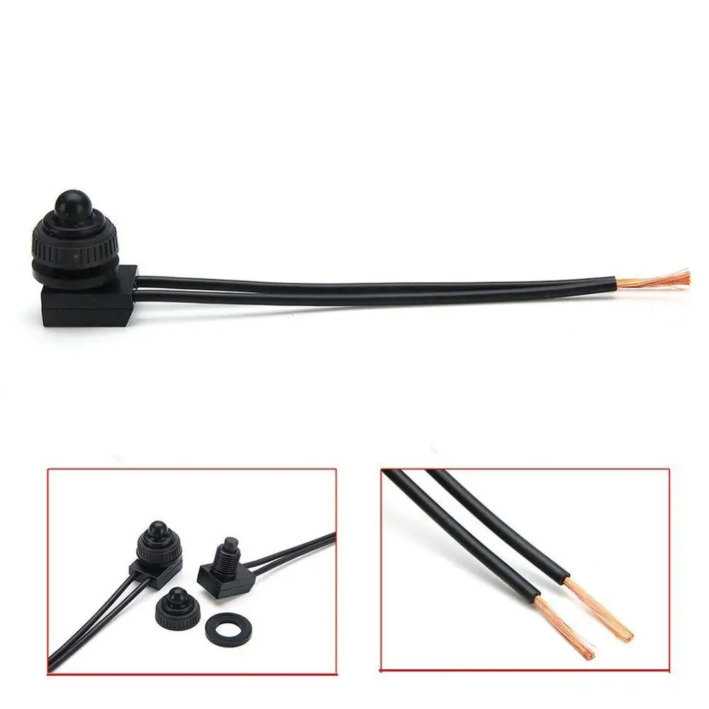 5pcs 4/" Wire Leads Waterproof On-Off Push-Button Switch for Motorcycle Car 12V