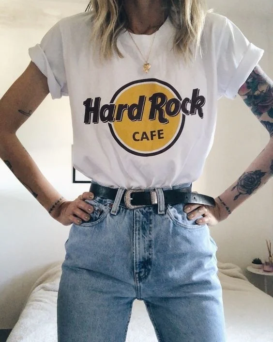 Kuakuayu HJN Хард Рок кафе с буквенным принтом женская летняя Милая Красивая майка футболка с короткими рукавами Kawaii Grunge летние топы