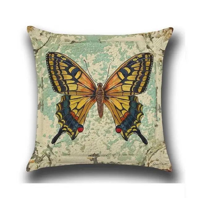 Наволочка для подушки с принтом бабочки, хлопок, лен, милая подушка с бабочкой чехол для автомобиля, дивана, декоративная наволочка, чехол, funda de almohada - Цвет: 2